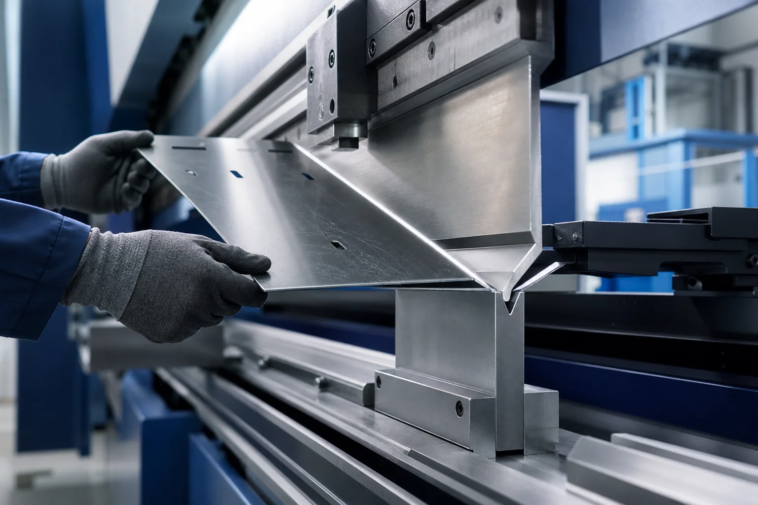 Precision CNC press brake bending a sheet-metal component